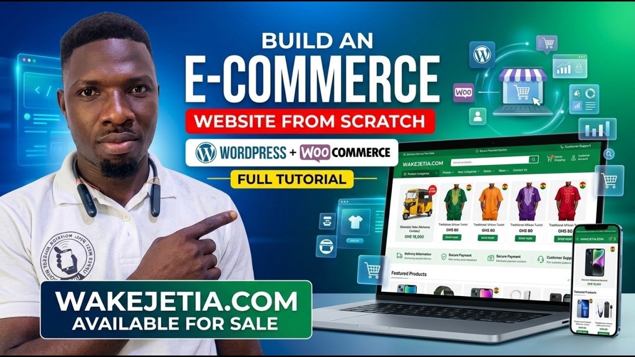 WordPress and WooCommerce e-commerce website tutorial video thumbnail